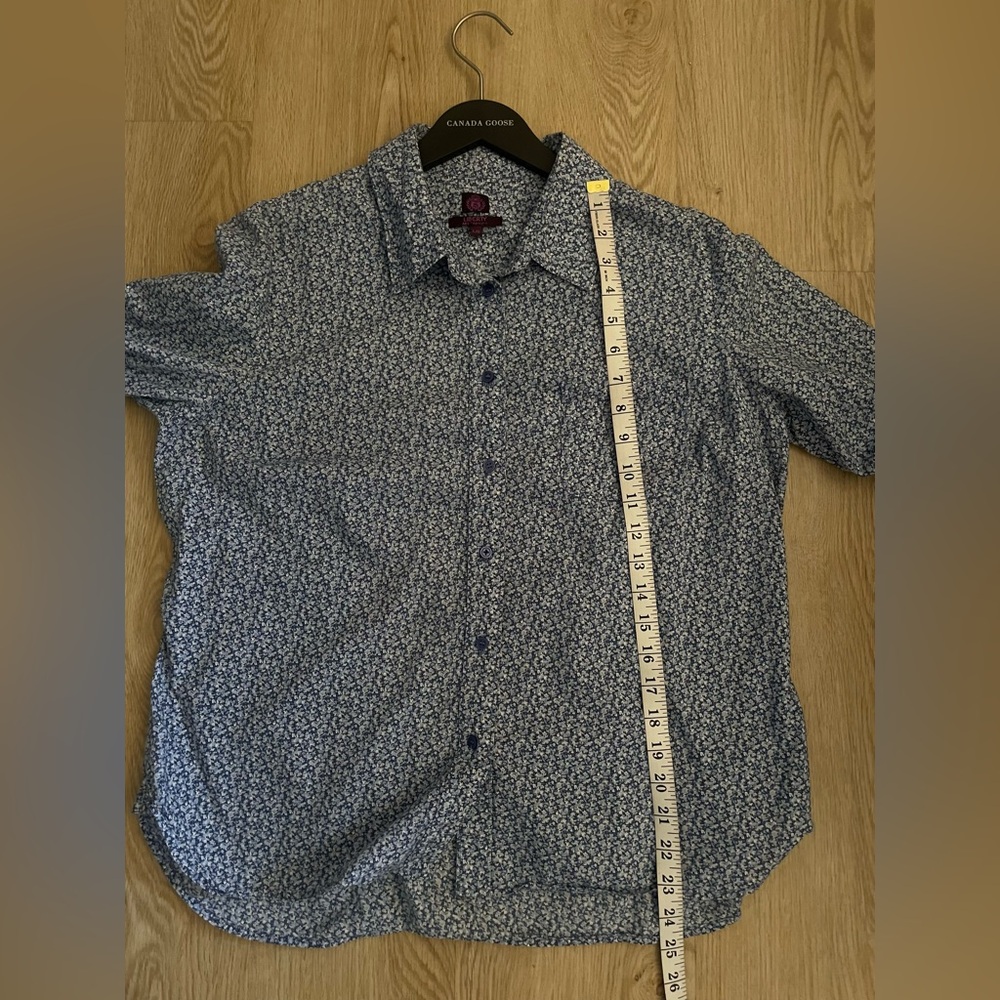 Liberty London Floral Cotton Shirt L Blue Art Fabric Tana Lawn - Picture 11 of 13